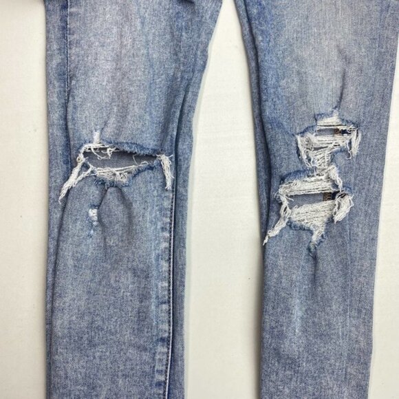 American Eagle High Rise Distressed Ripped Jeggings Blue Sz 0 Long - Picture 4 of 7